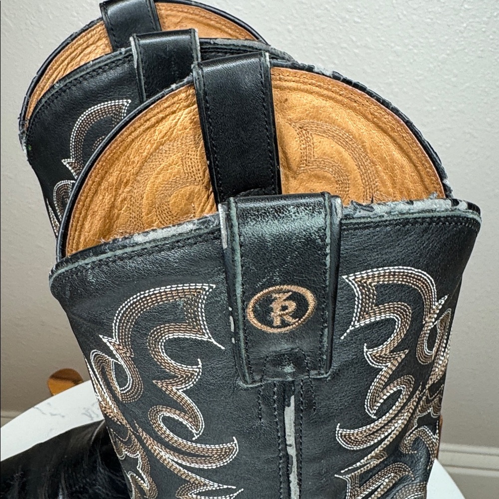Tony Lama Black and Brown Cowboy Western Leather Boots style RR4001 - 8D - Picture 5 of 16